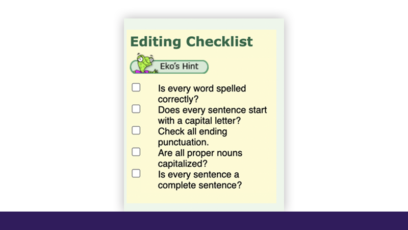 Screenshot of the editing checklist in CAST Science Writer