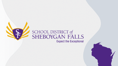 School District of Sheboygan Falls: Expect the Exceptional logo and a map of Wisconsin