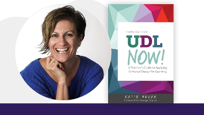 Photo of Katie Novak and her book cover, UDL Now! Third Edition