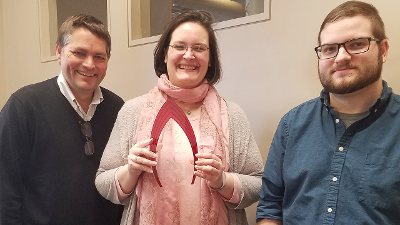 Photo of David Gordon, Mindy Johnson, and Nathan Trites with the 2017 NEPCo Award