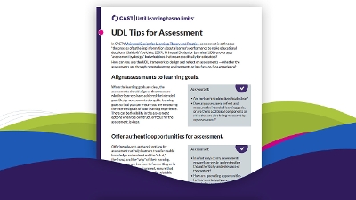 Screenshot of the UDL Tips for Assessment PDF