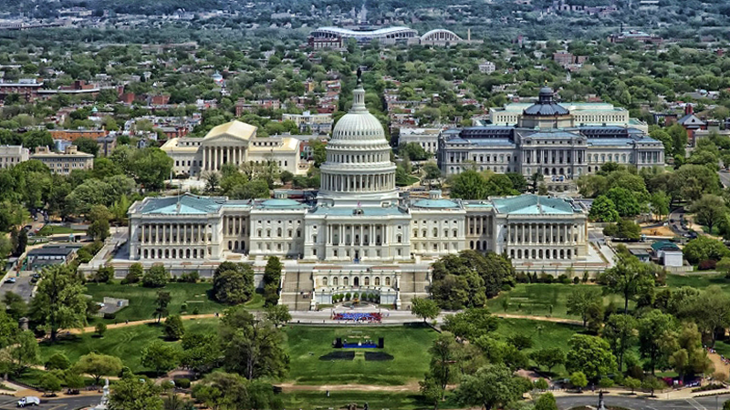 Aerial photograph of the U.S. capitol building