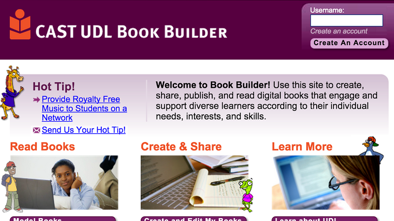 Screenshot of the UDL Bookbuilder home page