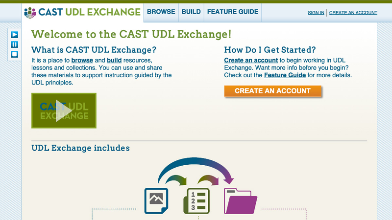 Screenshot of the CAST UDL Exchange home page