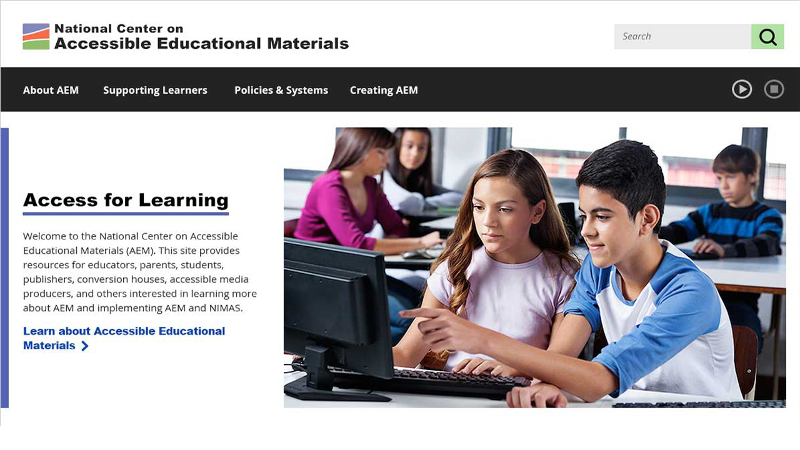 Screenshot of the AEM web site