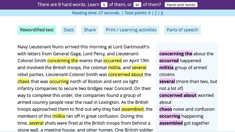 Screen capture of text with highlighted words and alternate phrasing.