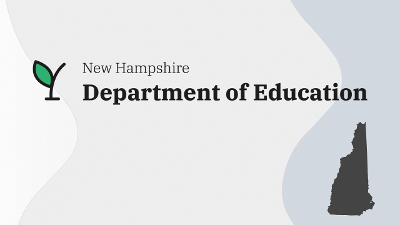 New Hampshire Department of Education logo, outline of the state of New Hampshire