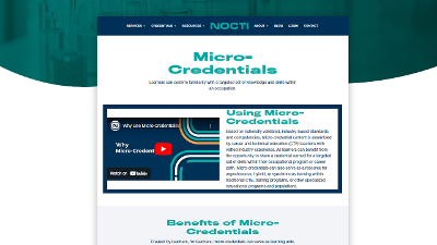 Screenshot of the Micro-Credentials page on the NOCTI website