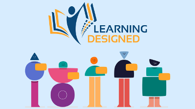 Learning Designed logo with characters from the introductory video