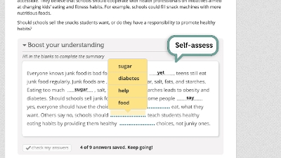 Screenshot of an embedded comprehension check in a digital reading environment.