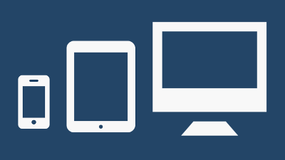 Icons of a mobile phone, a tablet, and a desktop computer