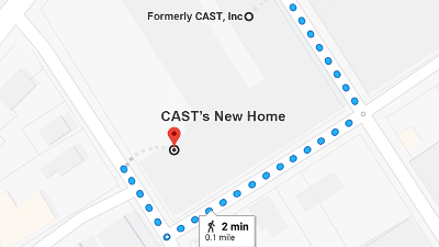 Map of CAST's old address and new address (just around the corner)