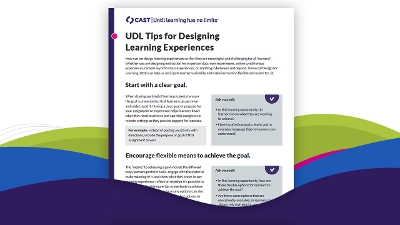 Screenshot of the UDL Tips for Designing Learning Experiences PDF