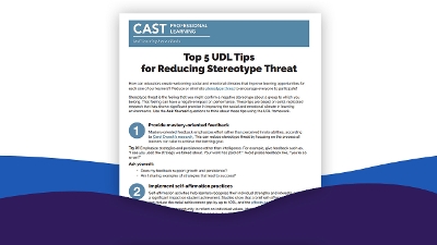 Screenshot of the UDL Tips for Reducing Stereotype Threat PDF