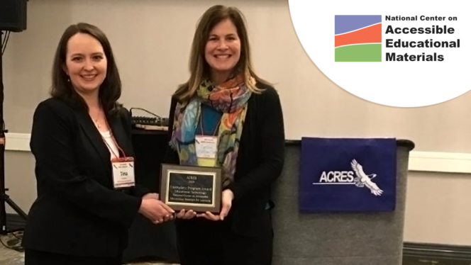 Cynthia Curry receiving the Exemplary Program Award in Educational Technology from ACRES.