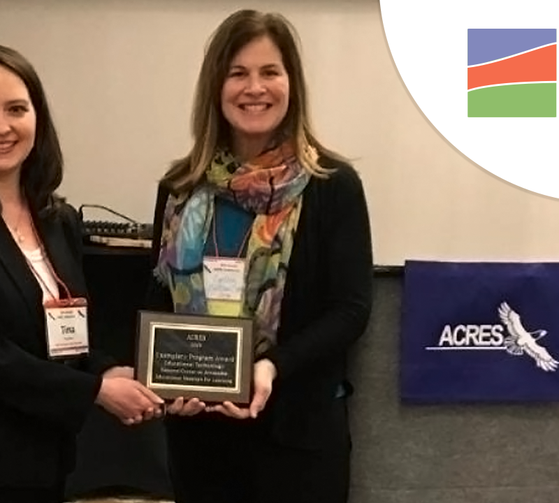 Cynthia Curry receiving the Exemplary Program Award in Educational Technology from ACRES.