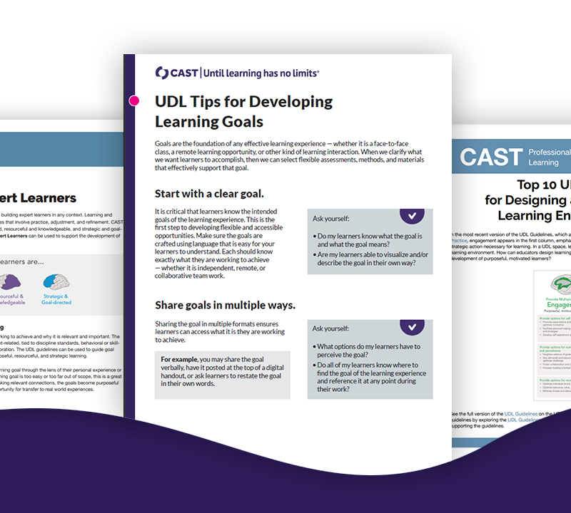 A sample of UDL Tips screenshots on a colorful wave background