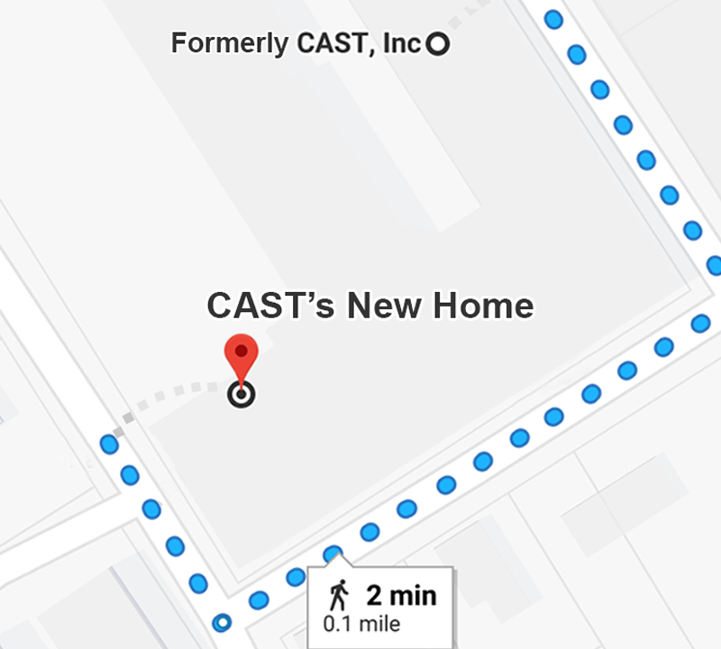 Map of CAST's old address and new address (just around the corner)