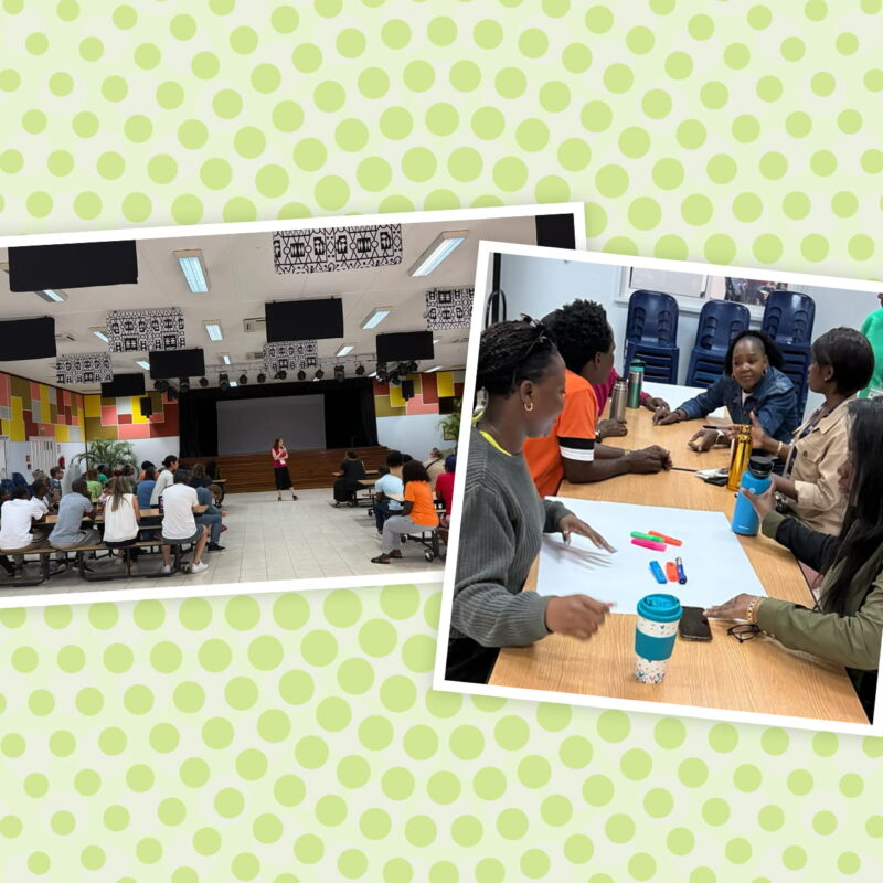 Two photographs of CAST professional learning - one a speaker in front of an audience and one a group working at a table together.
