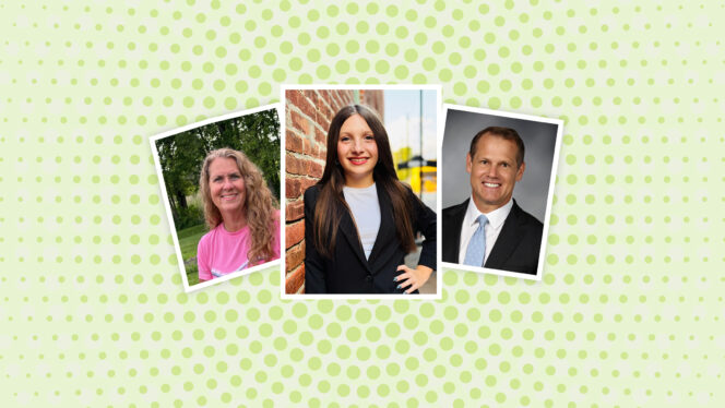 headshots of Mackenzie, Ms Stoeffler, and Principal Walbaum