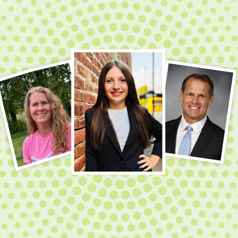 headshots of Mackenzie, Ms Stoeffler, and Principal Walbaum