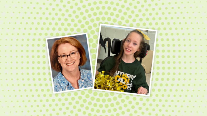 headshots of laila and heidi on a green background