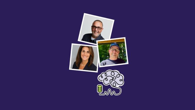 headshots of podcast guests Mike Marotta, Donna Volpe, and Ryan Kenny